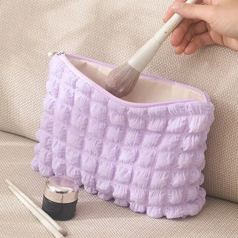 trousse de toilette matelassée violet pour femme