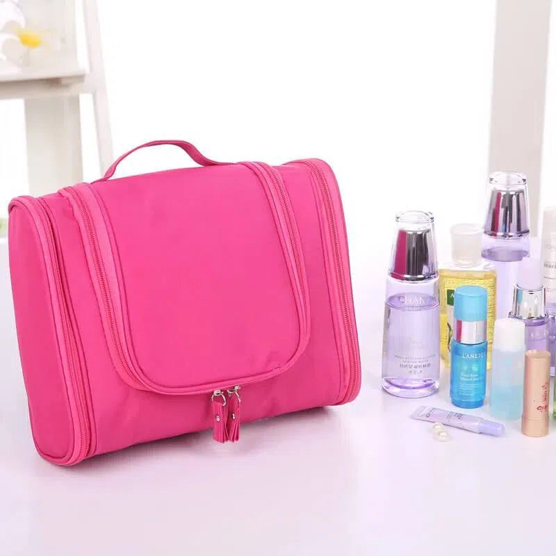 trousse de toilette pratique rose avec compartiments