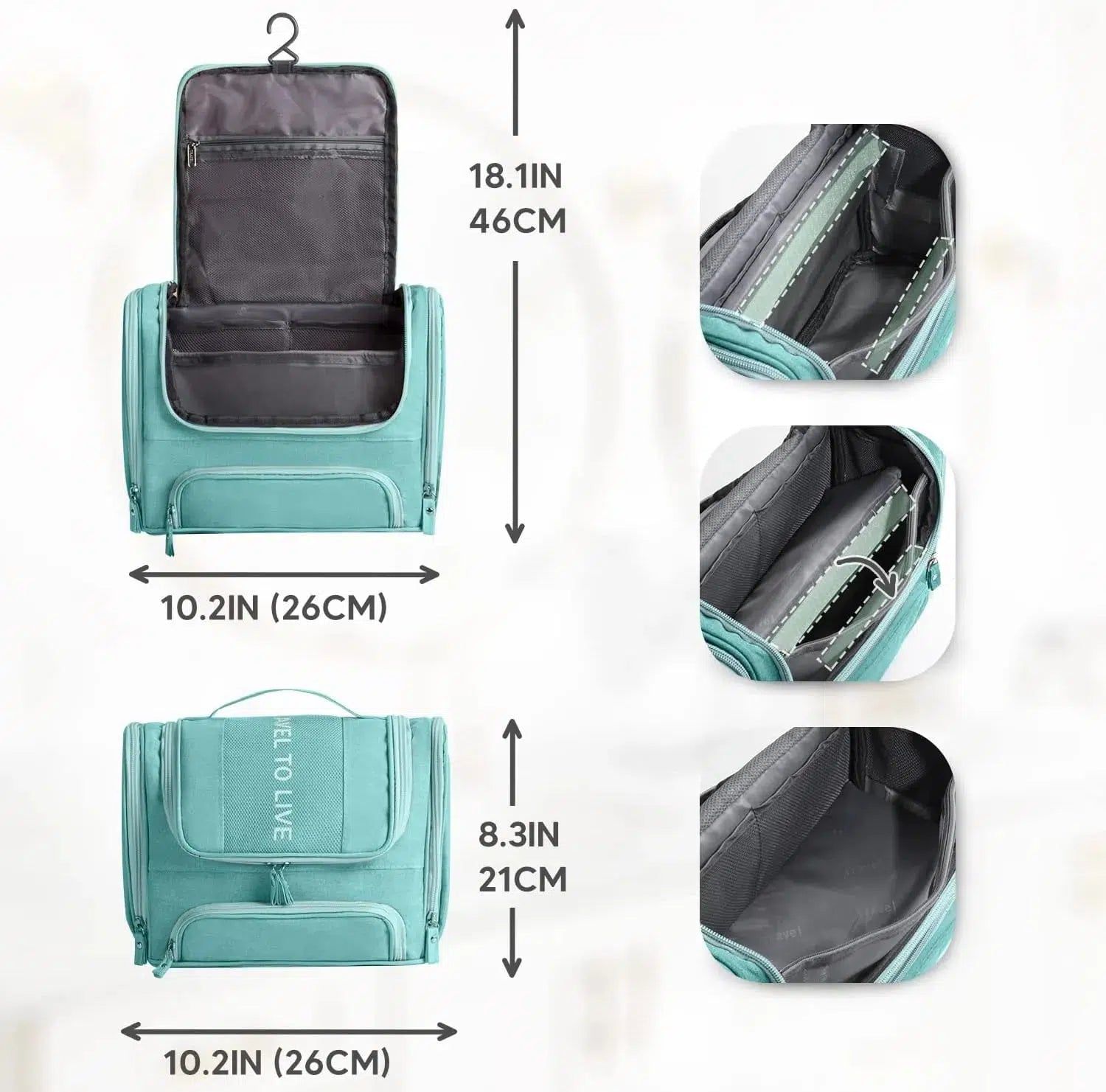 trousse de toilette bleue ciel pour voyage en avion