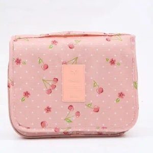 Trousse de Toilette Rose Cerises à Suspendre Femme