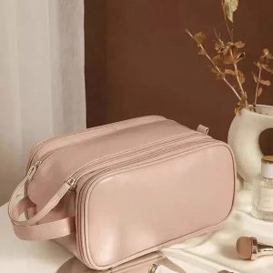 Trousse de Toilette Rose en Cuir Voyage Tendance Femme