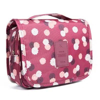 Trousse De Toilette Rose Fleurs Avec Compartiment Femme