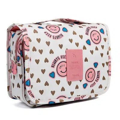 Trousse De Toilette Rose Smiley Avec Compartiment Femme
