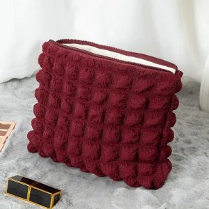Trousse de Toilette Rouge Matelassée Tendance Femme