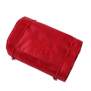 Trousse De Toilette Rouge Pliable Avec Compartiment Femme