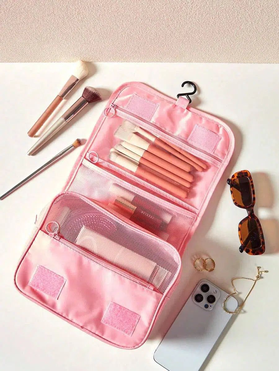 trousse de toilette suspendue rose pour femme