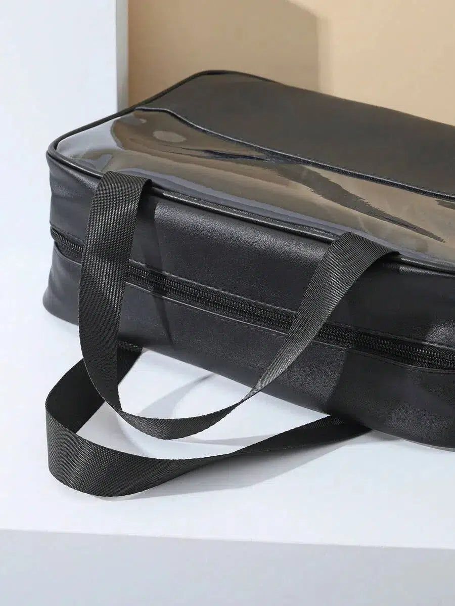 trousse à maquillage élégante noire et transparente