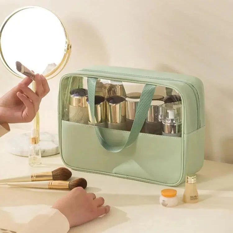 trousse de toilette voyage femme verte transparente