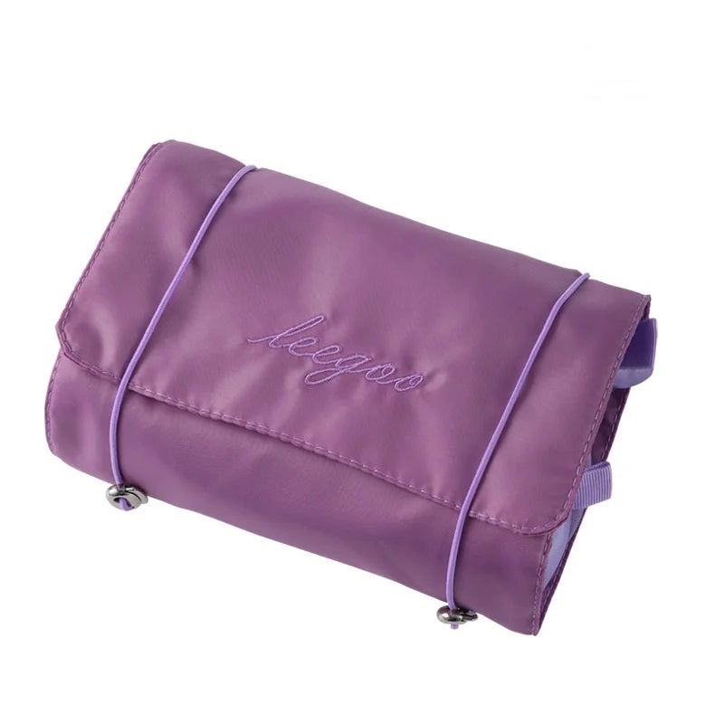 Trousse De Toilette Violet Pliable Avec Compartiment Femme