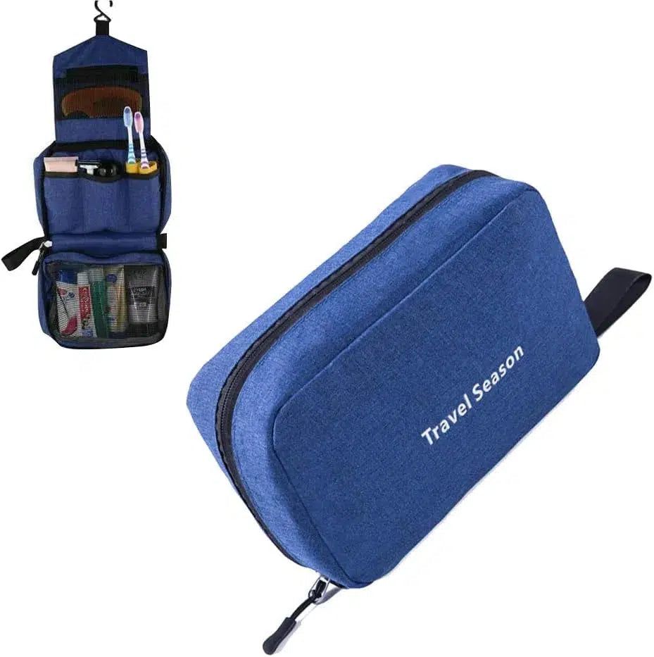 trousse de voyage bleue pour homme à accrocher