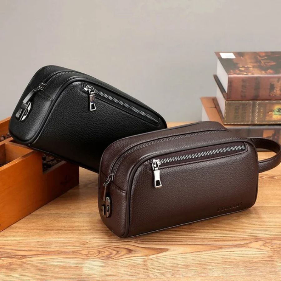 trousse de voyage en cuir pour homme