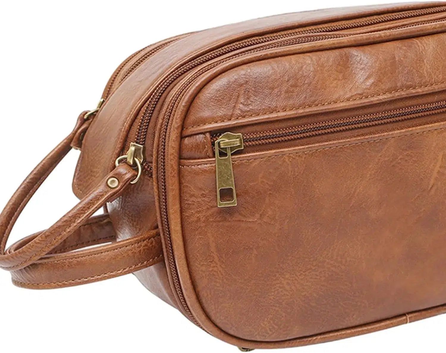 accessoire de voyage en cuir marron pour homme