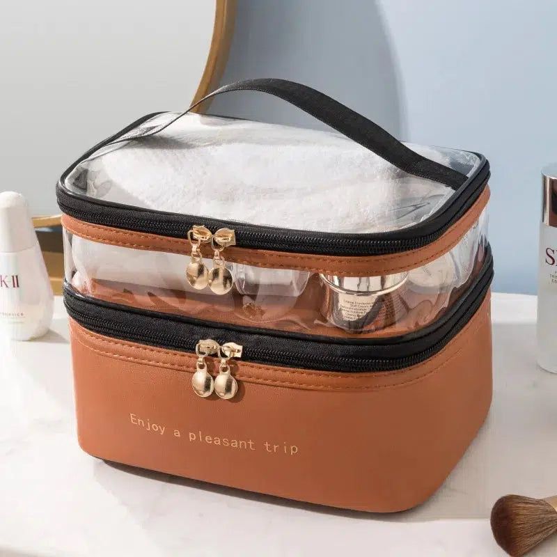 trousse de toilette marron stylée pour femme