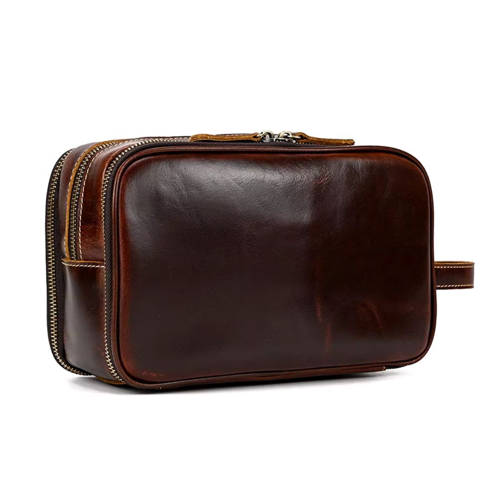 trousse de voyage en cuir pour homme