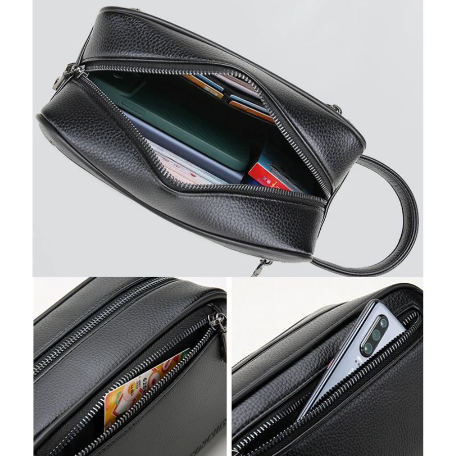 trousse de beauté en cuir pour homme