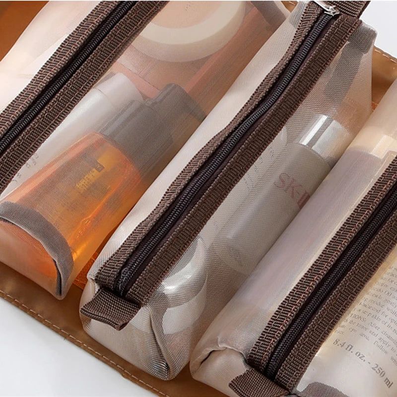 trousse de toilette femme marron compartiment pratique