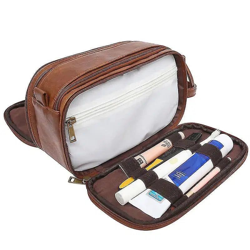 trousse voyage homme en cuir marron