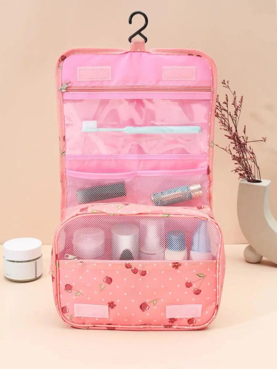trousse de toilette suspendue rose cerises