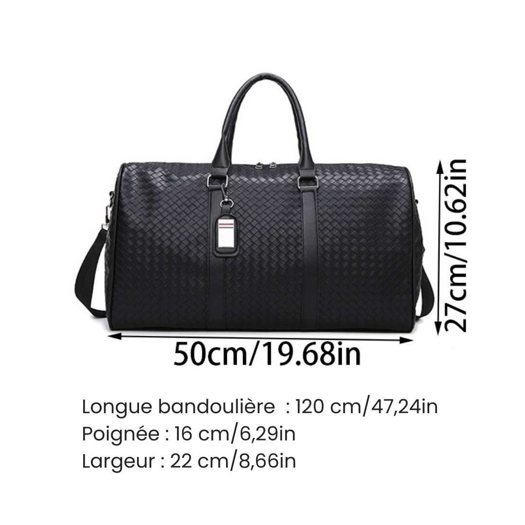 Sac de voyage homme en cuir PU tressé – Image 5