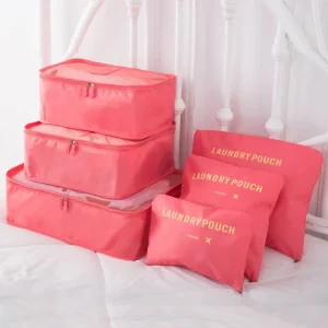 Organisateurs de Valise Laundry Pouch Set de 6 Rose Saumon