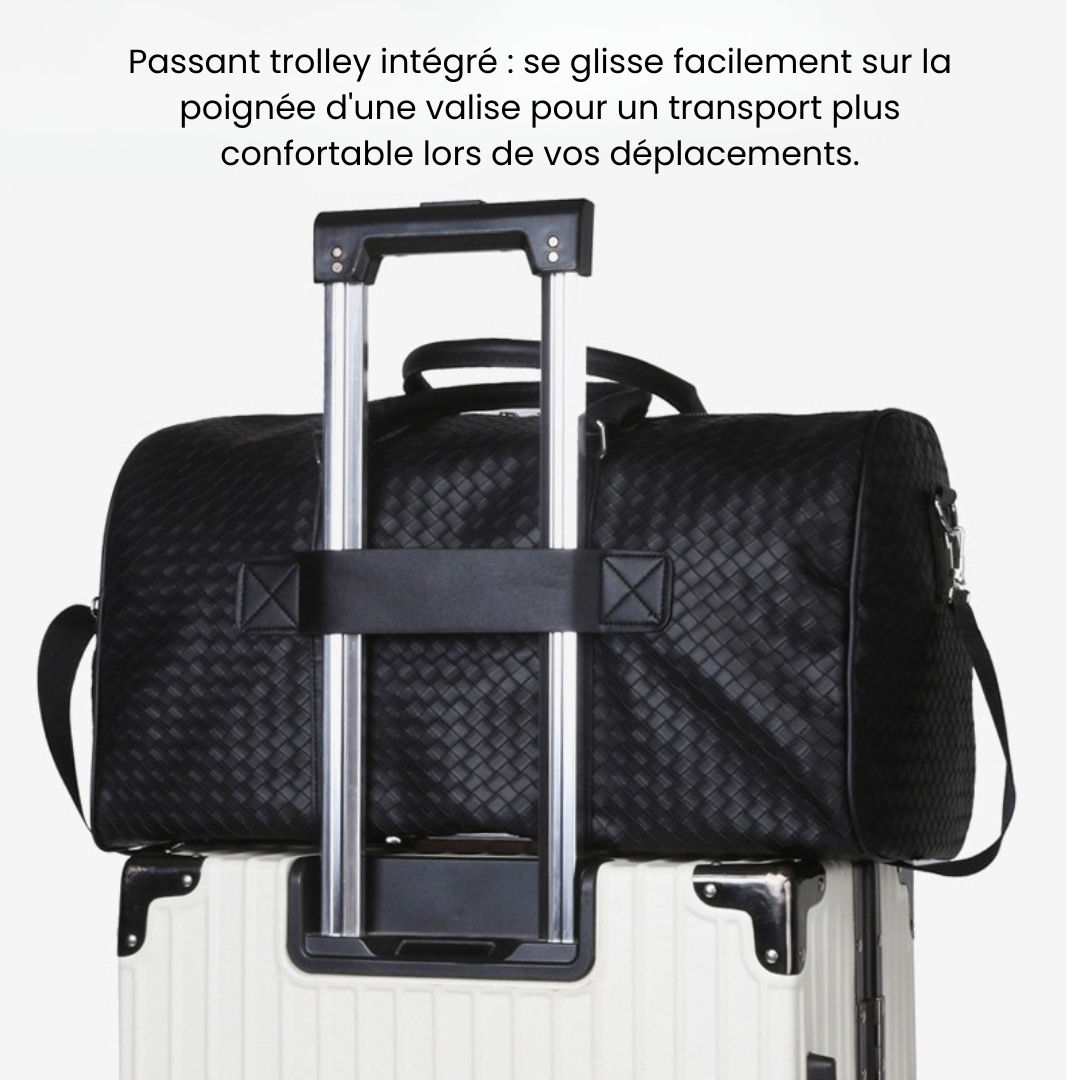 Sac de voyage homme en cuir PU tressé – Image 2