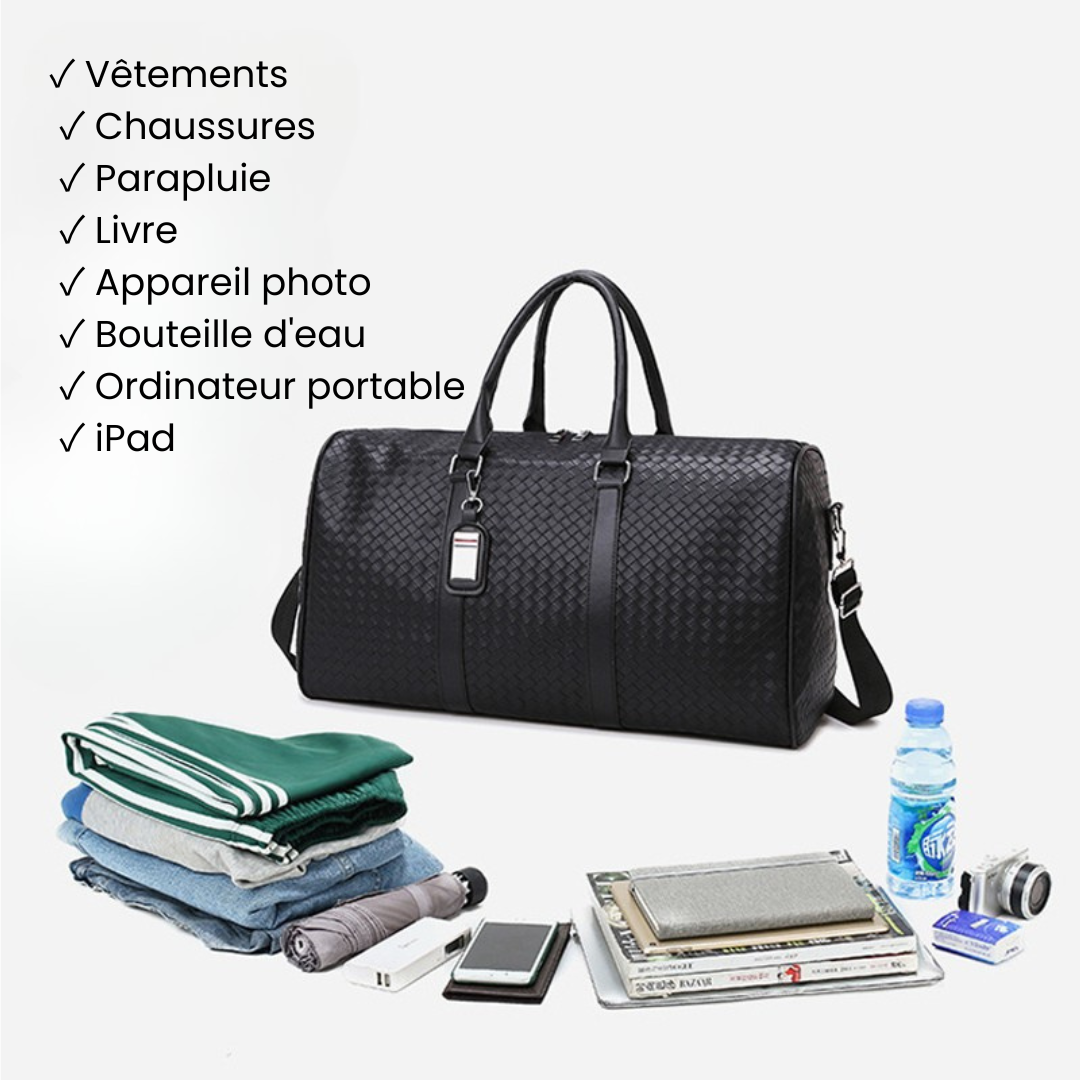 Sac de voyage homme en cuir PU tressé – Image 3