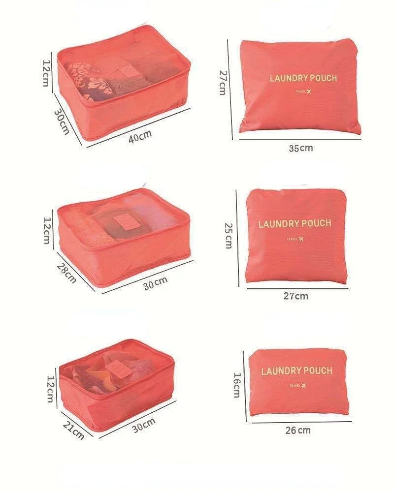 Organisateurs de Valise Laundry Pouch Set de 6 Rose Saumon – Image 3
