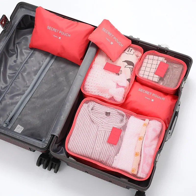 Organisateurs de Valise Laundry Pouch Set de 6 Rose Saumon – Image 2