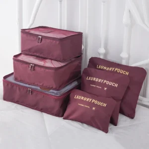 Organisateurs de Valise Laundry Pouch Set de 6 Bordeaux
