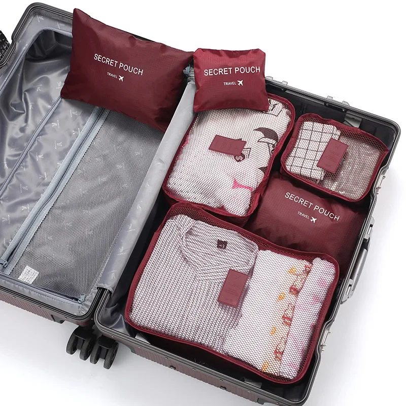 Organisateurs de Valise Laundry Pouch Set de 6 Bordeaux – Image 2