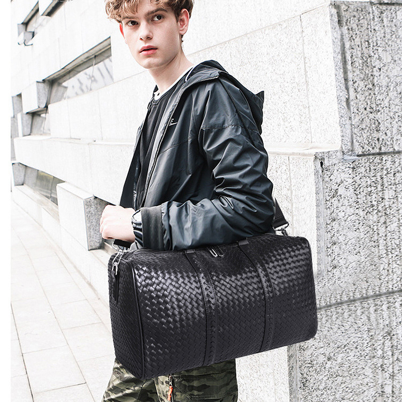 Sac de voyage homme en cuir PU tressé