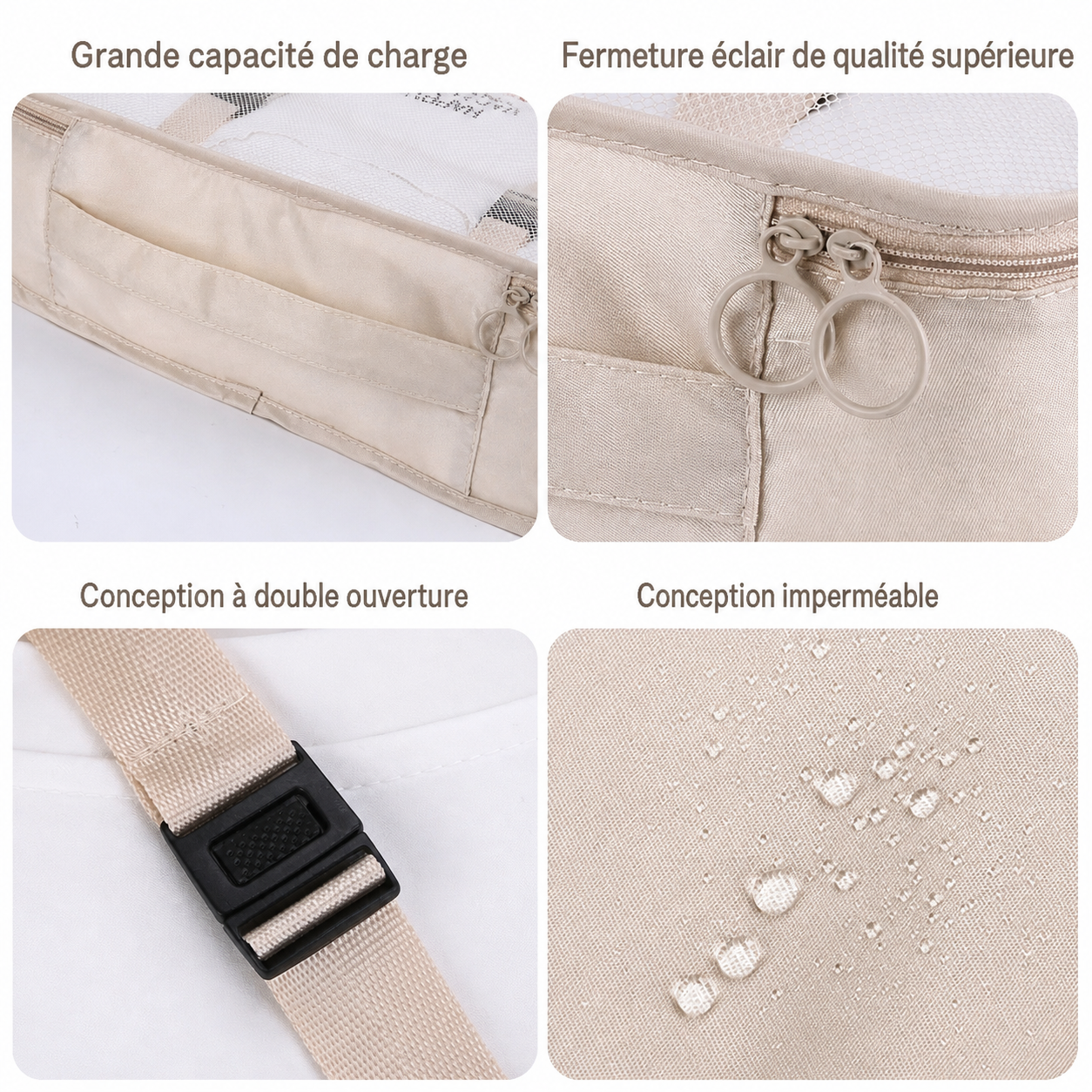 Organisateurs de Valise Colorful Life Set de 8 Beige – Image 2
