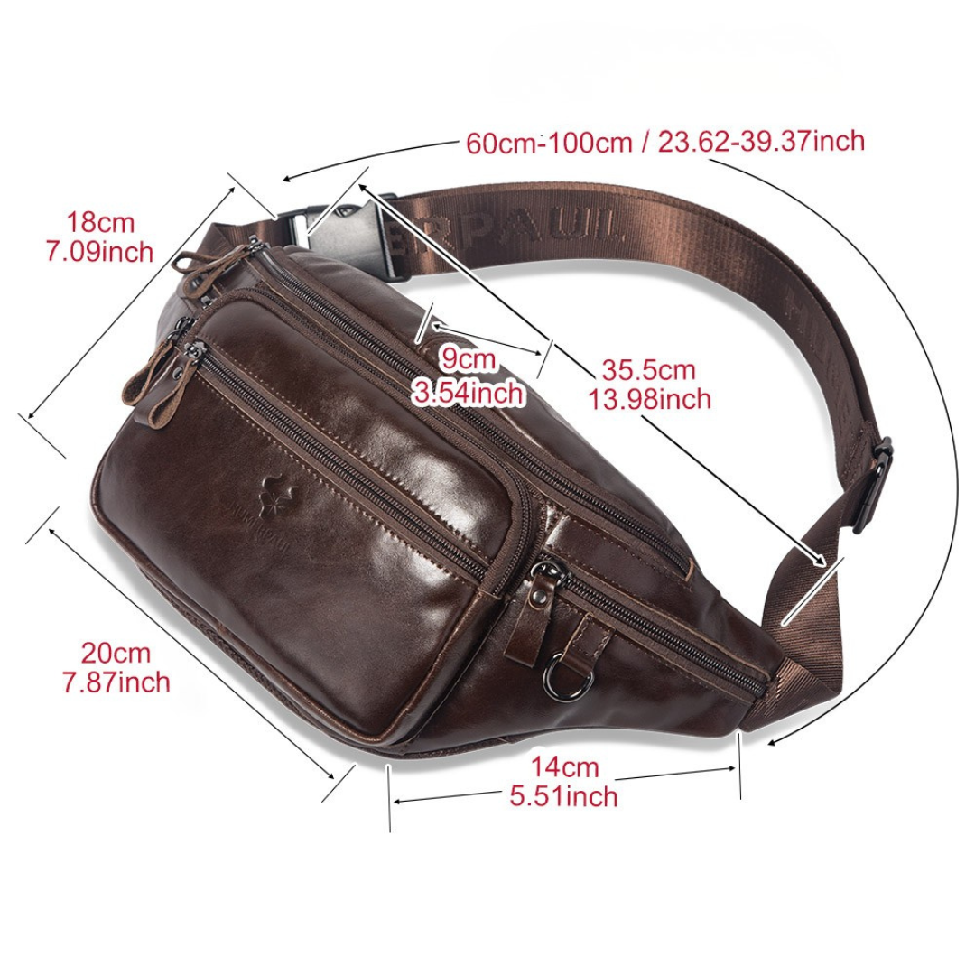 Sacoche banane homme en cuir véritable vintage – Image 5