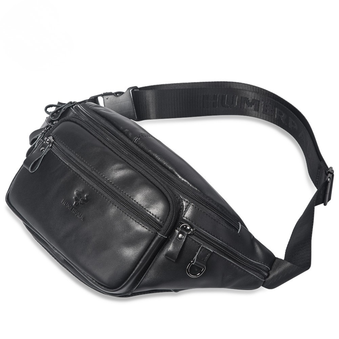 Sacoche banane homme en cuir véritable vintage – Image 6