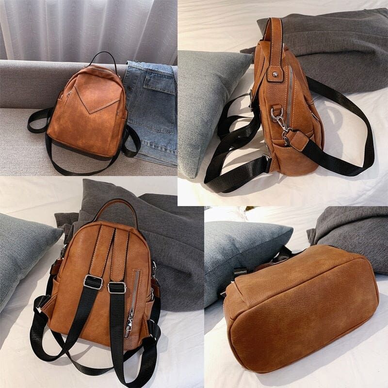 accessoire femme sacs à dos en cuir marron