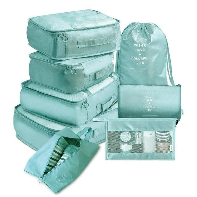 organisateurs de valise colorful life set de 8 turquoise