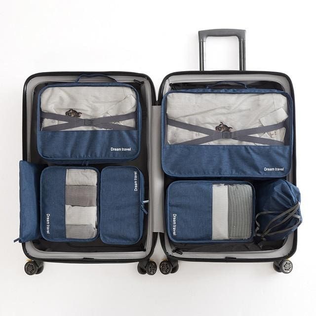 organisateurs de valise dream travel set de 7 bleu marine