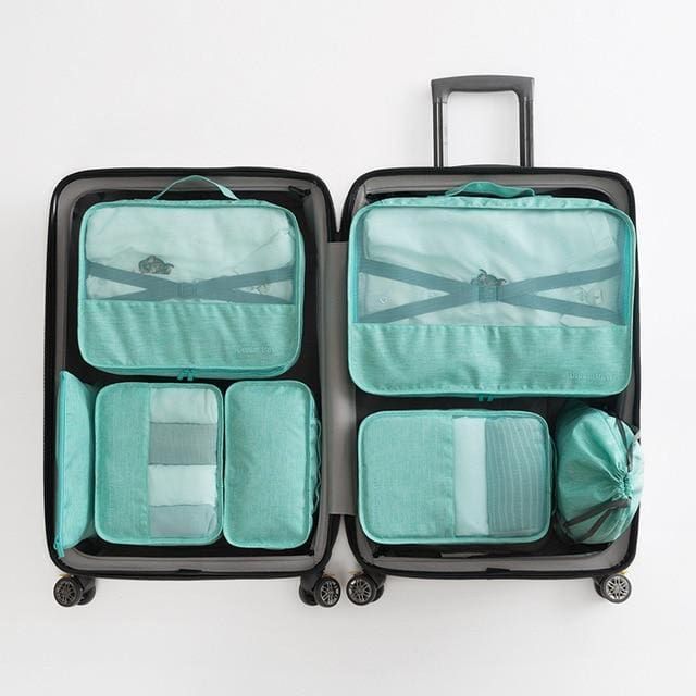 organisateurs de valise dream travel set de 7 turquoise