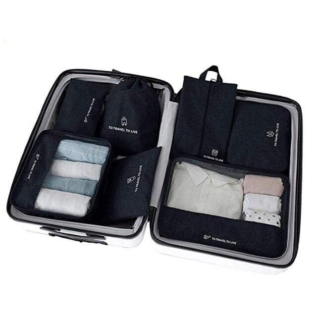 organisateurs de valise to travel to live set de 7 noir