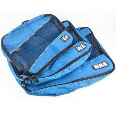 organisateurs de valise travelbasics set de 3 bleu ciel