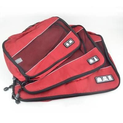 organisateurs de valise travelbasics set de 3 rouge