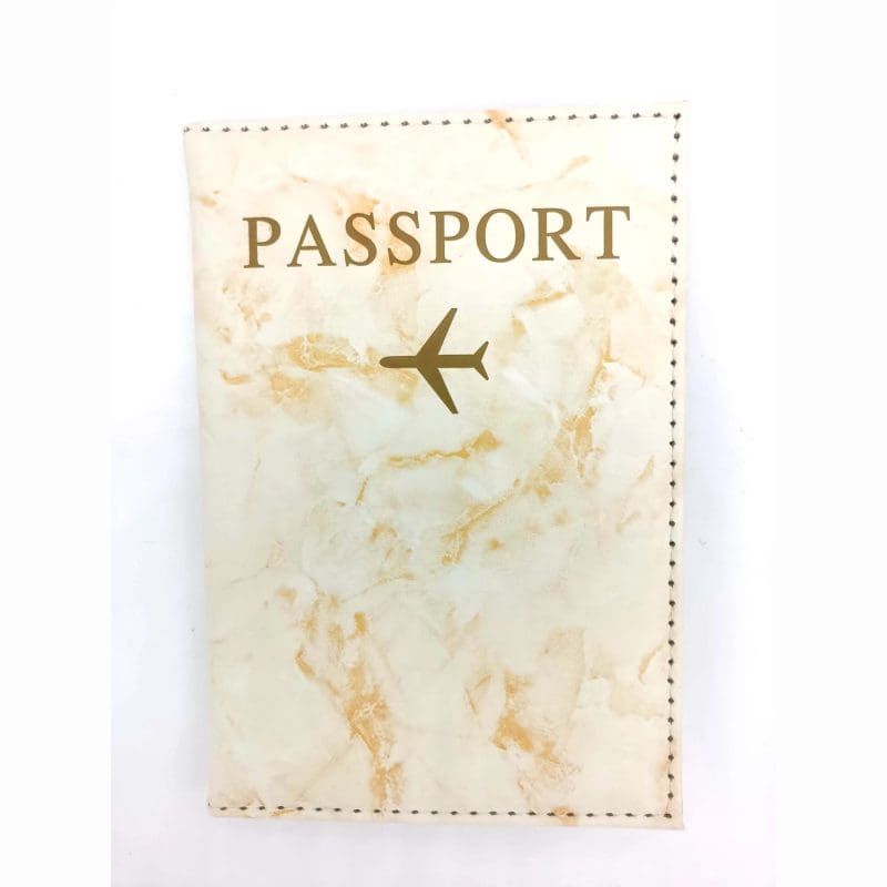 passeport marbré avec motif avion