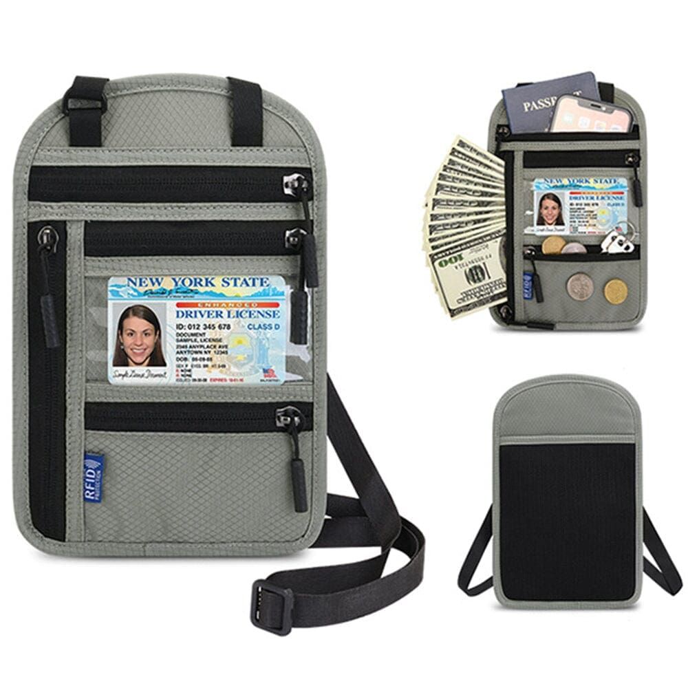 Pochette Tour de Cou Voyage pour Billets et Documents RFID
