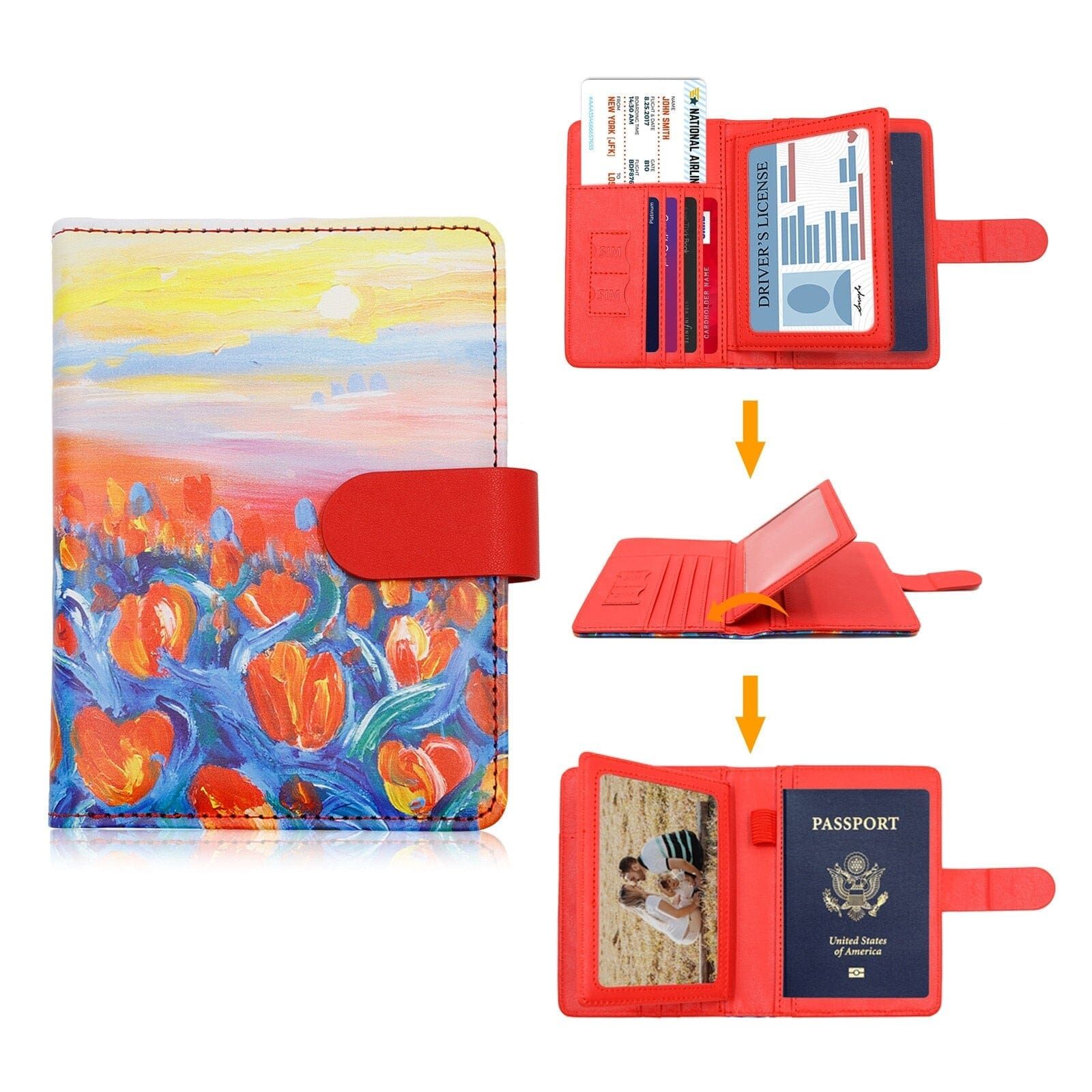 portefeuille femme motif tulipes