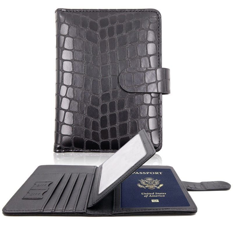 portefeuille passeport design crocodile