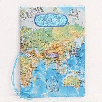protège-passeport blue world trip map