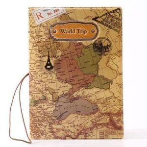 protège-passeport brown world trip map