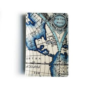 Protège-Passeport Carte Antique Bleue