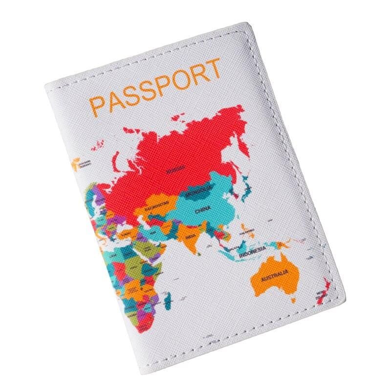 protège-passeport carte du monde arc-en-ciel