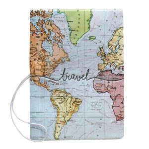 Protège-passeport carte du monde colorée